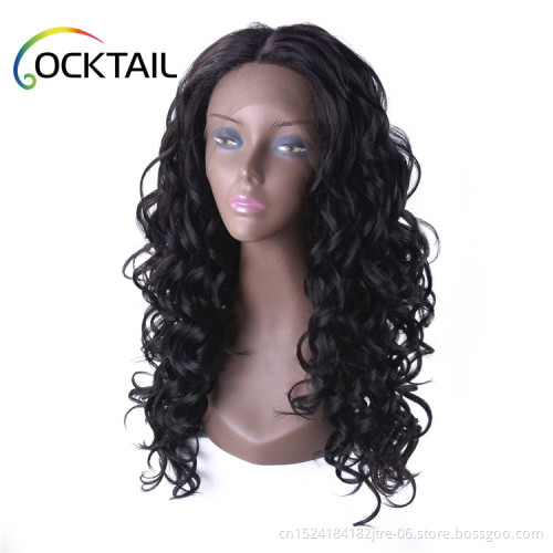 factory wholesale high temperature fiber loose curl synthetic lace front wig